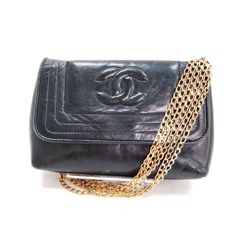 CHANEL - Shoulder Bag Coco Mark Black Lamb Skin R1.006